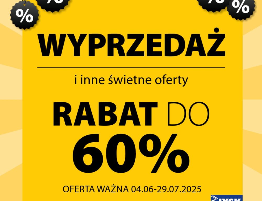 Wyprzedaż i inne świetne oferty w JYSK! Rabat do 60% na wybrany asortymenty. Oferta ważna 04.06-29.07.2025