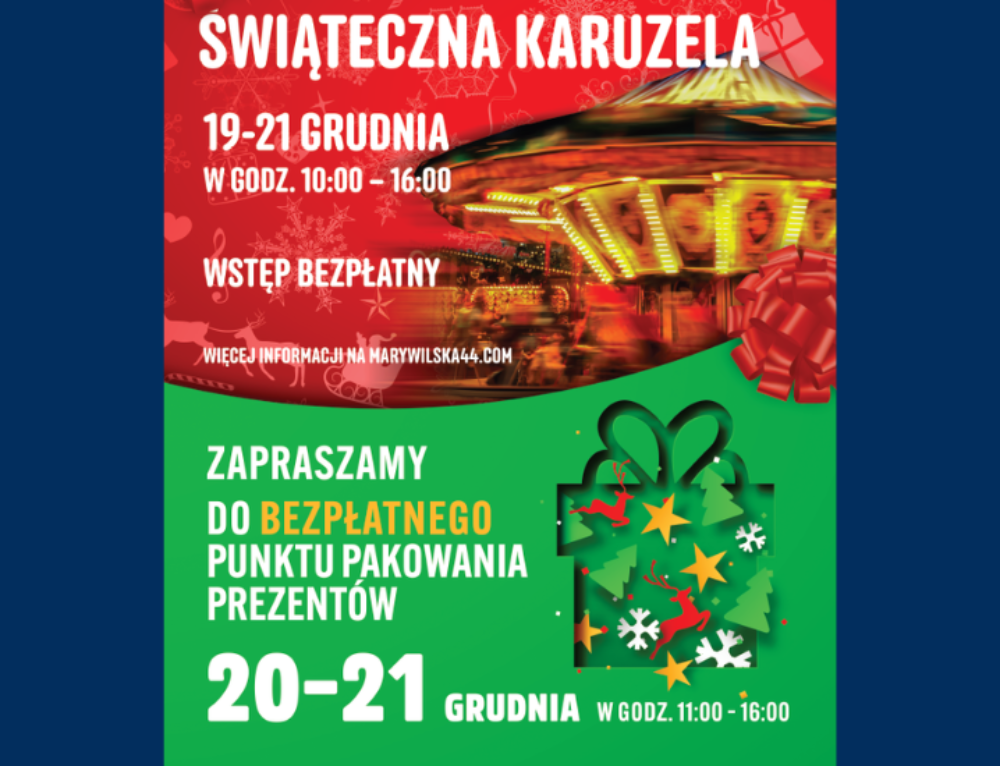 Bezpłatny punkt pakowania prezentów 20-21.12.2025 Świąteczna Karuzela 19-21.12.2025